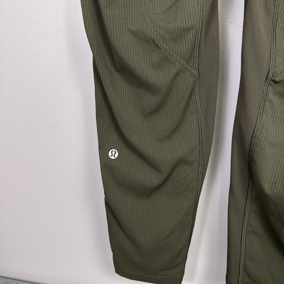 Lululemon Dance Studio Pants Dark Olive Pinstripe Size 4 Drawstring Ankle 25" - Picture 6 of 11